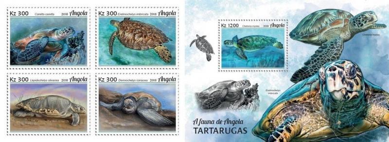 Z08 ANG18104ab ANGOLA 2018 Turtles 4v MNH ** Postfrisch