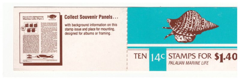 PALAU SC.75a 1985 TRUMPET TRITON COMPLETE BOOKLET MNH YE22