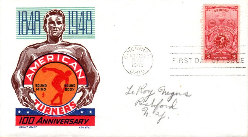 #979 American Turners Centennial Boll FDC