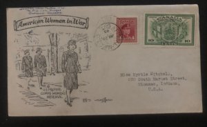 1945 Fincal Canada Patriotic cover to Winamac IN USA American Women In War