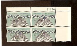 #1237 The Sciences Plate Block Mint Never Hinged #27626