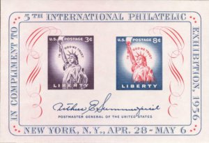 1956 3c-8c Fifth International Philatelic Exhibition Sheet Scott 1075 Mint VF NH