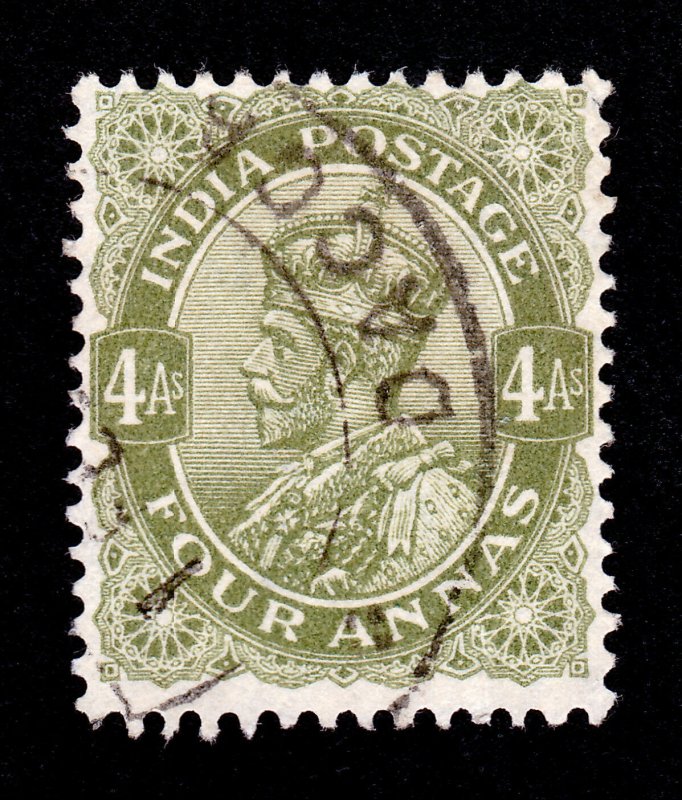 INDIA SCOTT #128 KING GEORGE V POSTAGE STAMP 4 ANNAS USED 1932 (STAR WATERMARK)