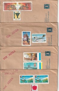 CHILE YRS'1990 POSTAL (4) AIRMAIL COVERS ADDR USA CANC SANTIAGO F-VF LOT