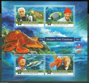 MALDIVES 2015 105th BIRTH ANNIVERSARY OF JACQUES COUSTEAU   SHEET MINT NH