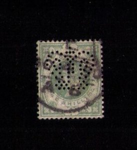 Sg 211 Used Perfin Error Stamp Cat.Value $60 No B.T.below the Perfin Crown F-VF