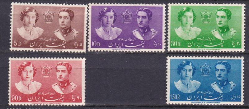 Iran   871-75 MH 1939 Royal Wedding CV $34.50