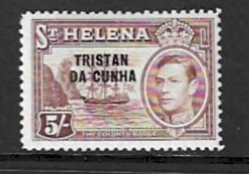 TRISTAN DA CUNHA SG11 1952 5/- CHOCOLATE MTD MINT