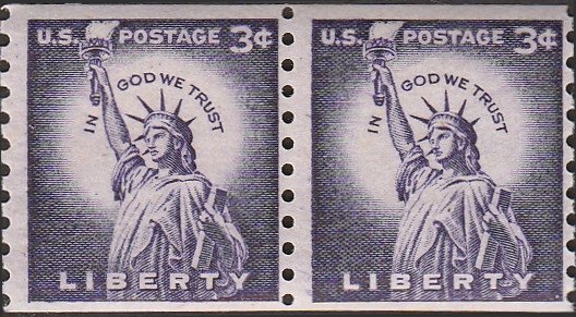 # 1057a DRY PRINT LARGE HOLES MINT NEVER HINGED ( MNH ) STATUE OF LIBERTY    