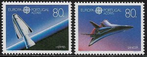 Portugal, Azores #395 and #396a MNH Stamps - Europa - Space Shuttles