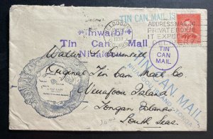 1938 Melbourne Australia Tin Can Canoe Mail cover To Niuafoou Isle Tonga Toga