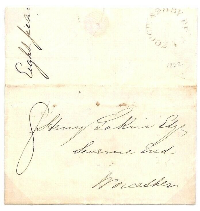 GB Cover Leics *ASHBY-DE-LA-ZOUCH* Undated Circle Fine EL Worcester 1832 BD98 