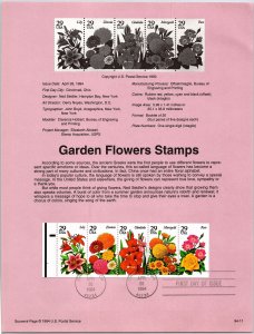 USPS SOUVENIR PAGE GARDEN FLOWER STAMPS DESIGNED NY NED SEIDLER STRIP (5) 1994