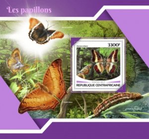 Central Africa - 2017 Butterflies - Stamp Souvenir Sheet - CA17710b