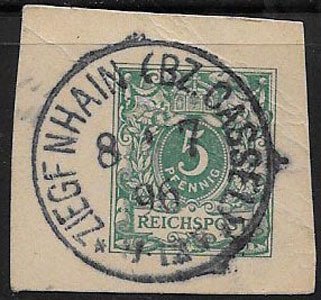 Germany, SC 47, cut square, 1896 Ziegfnhain / Cassel cancel