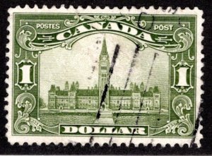 159 Canada, $1 KGV Scroll Issue, Used, VF, some minor creasing