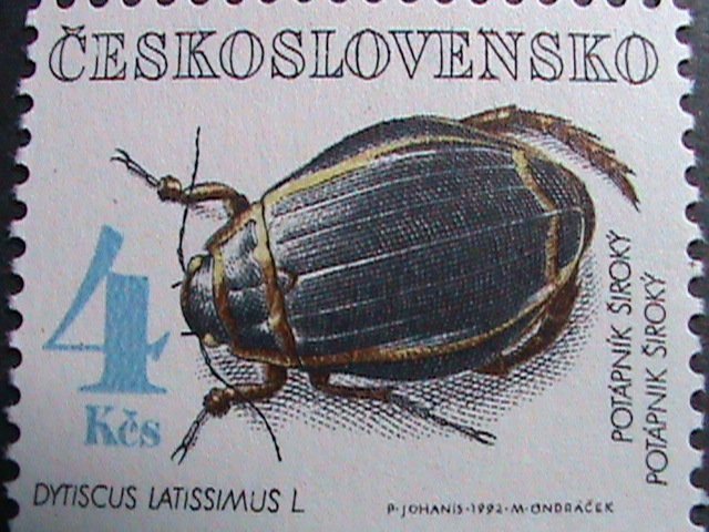 ​CZECHOSLOVAKIA-1992 SC#2866 DYTISCUS LATISSIMUS INSET MNH BLOCK OF 4 -VF