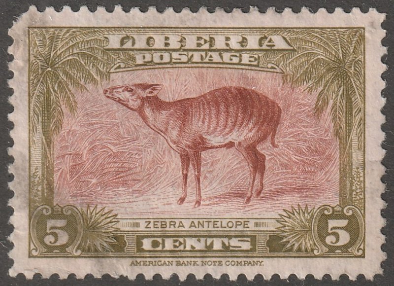 Liberia, stamp, Scott#287,   used, hinged,  antelope, #QL-287
