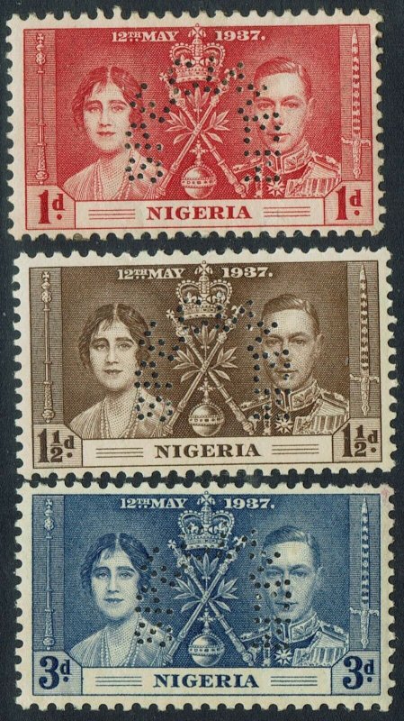 NIGERIA 1937 KGVI CORONATION SPECIMEN SET  