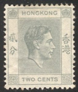 HONG KONG 1938 2c GVI Sc 155, VF Mint VLH