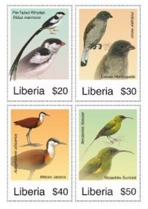 Liberia - 2007 - BIRDS - Set of 4 Stamps - MNH