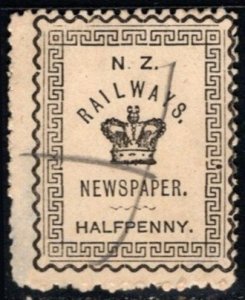 1890 New Zealand Railways Revenue Half Penny Newspaper Stamp Used