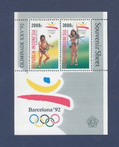 INDONESIA - Scott 1508  - MNH S/S -  Olympics, archery, Tennis - 1992