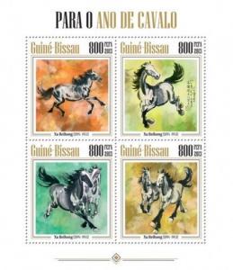 Year of Horse China Art Zodiac Horses Animals Fauna Guinea-Bissau MNH stamp set