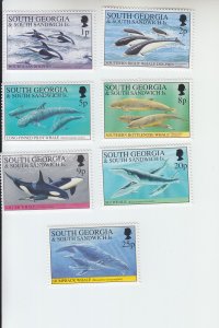 1994 South Georgia  Whales & Dolphins (Scott 178-82,84-5) MNH