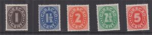 CURACAO, 1936 Figures, Enschede printing, set of 5, lhm.