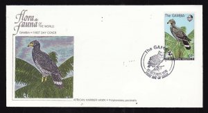 Flora & Fauna of the World #233b-Gambia-Birds-African Harrier Hawk-FDC with  sin