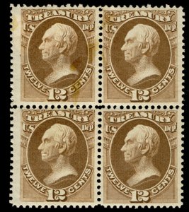 USA O78 F/VF OG VLH/NH, Block, three stamps NH, well centered, Tough to find ...