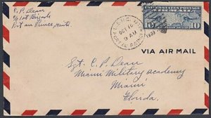 USA 1933 10c airmail cover ex US Marine Corp HAITI - Port Au Prince duplex..K679 
