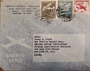 J) 1961 CHILE, AIRPLANE, MULTIPLE STAMPS, AIRMAIL, CIRCULATED COVER, FROM CHILE