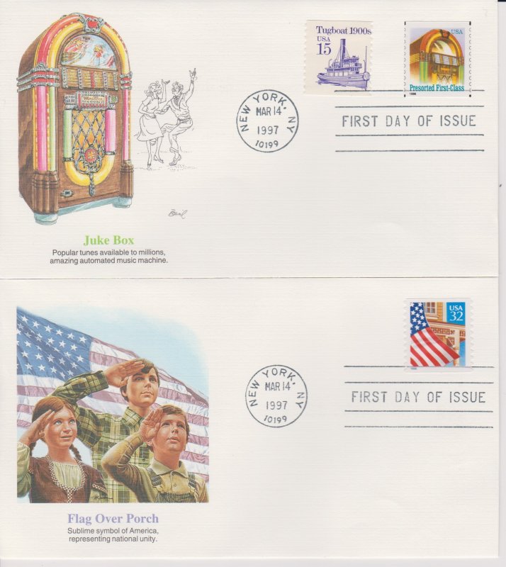 United States # 3132-3133 Jukebox, Flag over Porch Fleetwood First Day Cover