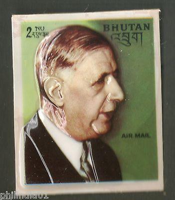 Bhutan 1972 De Gaulle President Plastic Moulded Sc 145c S...