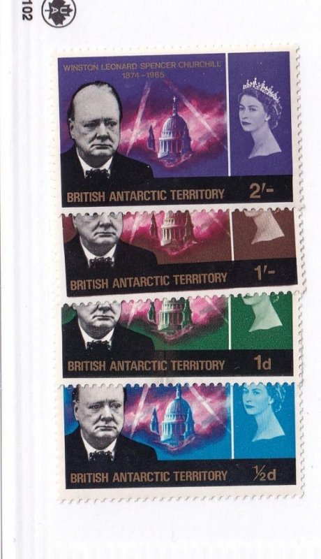 BRITISH ANTARCTIC TERRITORY # 16-19 VF-MLH WINSTON CHURCHILL CAT VALUE $55