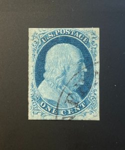 *US Scott #9, Used, three large margins, very sound