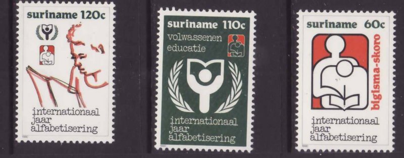 Surinam-Sc#852-4- id8-unused NH set-UNESCO-Literacy-1990-