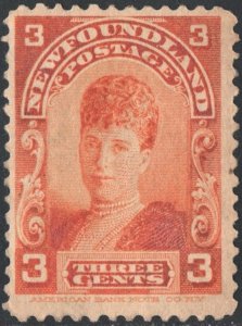 Newfoundland SC#83 3¢ Queen Alexandra: Princess of Wales (1898) MH