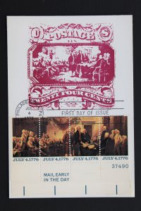 US #1691-1694a FDC1976 DECLARATION OF INDEPENDENCE STRIP OF 4 on Card B