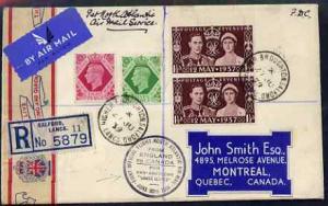 Great Britain 1939 first flight reg cover to Montreal bea...