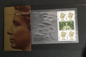 GB MS 2147. Her Majesty's Stamps - stamp show 2000 mini-sheet Pres Pack MO3