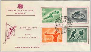 SOMALIA - POSTAL HISTORY -   3 FDC COVER  Scott # 221/7 + C54/6  - 1959  SPORTS