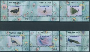 Suriname Stamps 2023 MNH Peafowl Peacocks Birds 6x 1v M/S