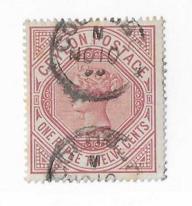 Ceylon Sc #142 1r12cents used with CDS VF