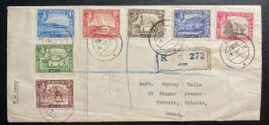 1939 Aden First Day Registered cover FDC To Toronto Canada SG#16-22