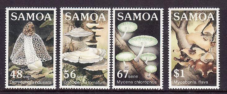 Samoa-Sc#645-9-Unused NH set-Fungi-Mushrooms-1985-please note there is a  spot o