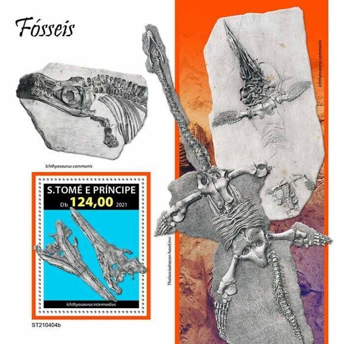 Sao Tome & Principe 2021 MNH Fossils Stamps Prehistoric Animals Dinosaurs 1v S/S 