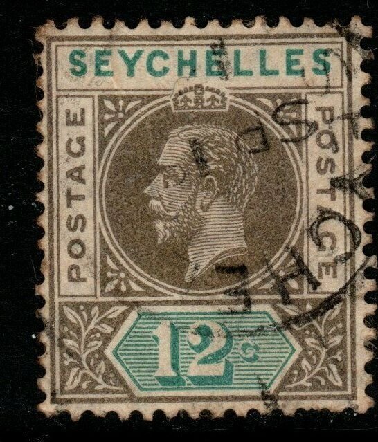 SEYCHELLES SG74 1913 12c OLIVE-SEPIA & DULL GREEN USED